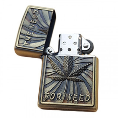 Bricheta tip zippo, 3D relief, metalica, the need for weed foto