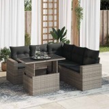 vidaXL Set mobilier grădină cu perne, 6 piese, gri, poliratan 3326321