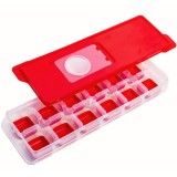 Cumpara ieftin Forma pentru gheata cu capac cu 12 compartimente siliconate,Plastic,Rosu,24x12cm, Oem