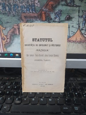 Statutul Societăței de &amp;icirc;mprumut și păstrare Răzășia din comuna Tansa-Suhuleț, plasa Funduri Stemnic, jud. Vaslui, azi &amp;icirc;n județul Iași, Roman 1902, 054 foto