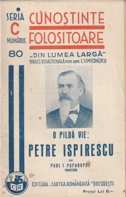PAUL I. PAPADOPOL - O PILDA VIE PETRE ISPIRESCU ( 1939 ) foto