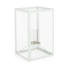 Felinar metal alb Janie 18.5x18.5x30.5 cm