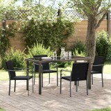Set de dining pentru grădină cu 5 piese și perne - rattan negru