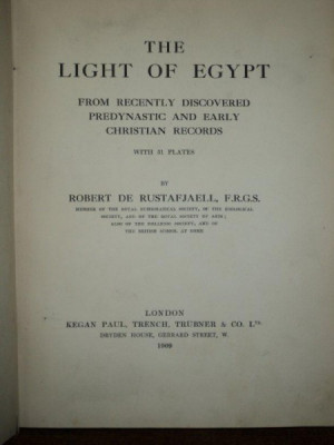 THE LIGHT OF EGYPT , ROBERT DE RUSTAFJAELL, LONDON , 1909 foto