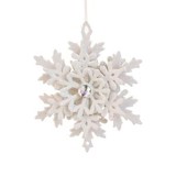 Ornament Brad de Craciun Fulg 3D Alb Irizat cu Glitter &amp; Cristal, CMCLASS