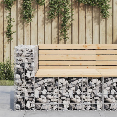 vidaXL Bancă de grădină design gabion, 92x71x65,5cm, lemn masiv de pin 834380 foto