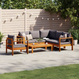 VidaXL Set de canapele de grădină cu perne, 5 buc., lemn masiv acacia