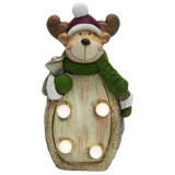 Figurina ceramica Ren, 4 LED-uri albe, 17 cm, Home