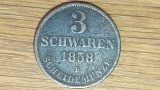 Germania state -Ducatul Oldenburg- moneda de colectie rara - 3 Schwaren 1858 B -Petru al II-lea