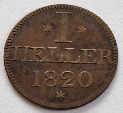 Germania, 1 Heller 1820 , Frankfurt foto