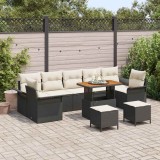 vidaXL Set de canapele pentru grădină 10 pcs Negru poliratan