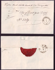 1863 Romania, Scrisoare veche BUCURESCI - BUZAU 9 stampila agrafa BUDEU, sigiliu foto