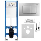 Set Cadru &Icirc;ngropat Slim 024N pentru WC cu Buton J Satin