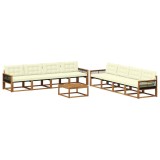 vidaXL Set de canapele de exterior cu pernă 9 pcs Natural și Crem 3381326
