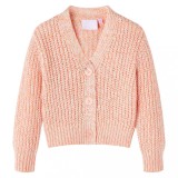 Cardigan copii tricotat mixt roz 140, vidaXL