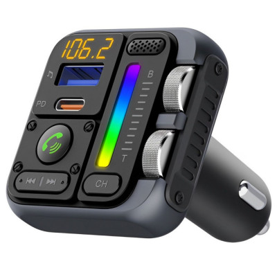 Modulator FM Universal Bluetooth 5.3, Incarcare Rapida, Sunet Clar Stereo Functie de BASS, Handsfree, Fast Charge 42W, LED RGB, Negru, Alikommerce AK foto