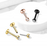 Piercing pentru bărbie, buze sau urechi din oțel 316L - cristal &icirc;n lunetă rotundă, 8 mm, &icirc;nchidere fără filet - Culoare: Arămiu