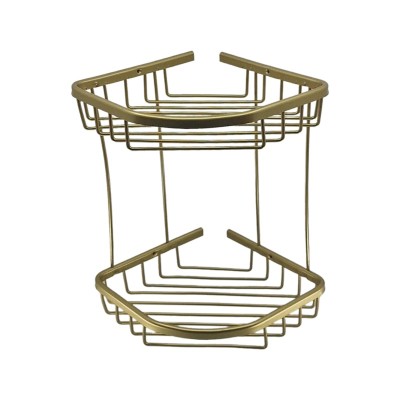 Etajera de colt pentru baie, din aluminiu, 2 rafturi, bronz, 220 x 220 x 305 mm foto