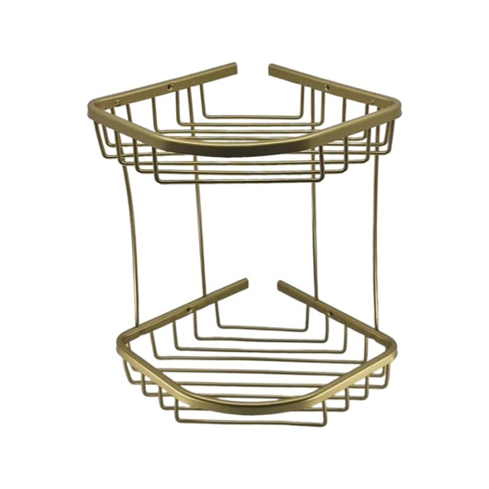 Etajera de colt pentru baie, din aluminiu, 2 rafturi, bronz, 220 x 220 x 305 mm