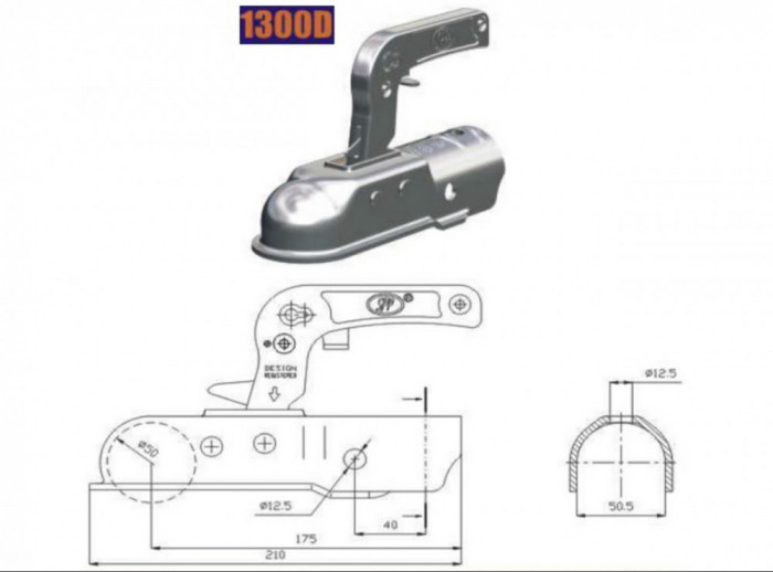 Cupla remorca rotunda 1300D