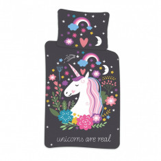 Lenjerie de pat Unicorn Real, 2 Piese, 100A 135 cm, 40A 60 cm, 100% Bumbac