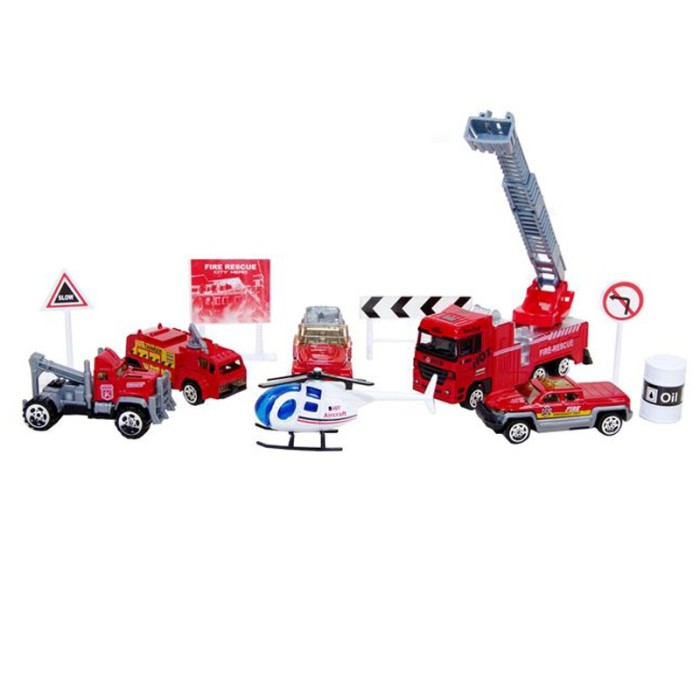 Vehicule de Pompieri cu schelet metalic, set 6 piese, 1:87, ATU-080309