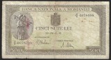 ROMANIA 500 LEI 1941 - 2 APRILIE [2] P- 51 , filigran bnr vertical , seria Z/5 - 0078508