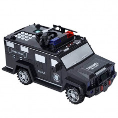 Pusculita electronica Edman tip masina de politie blindata, cu PIN si senzor amprenta, Negru