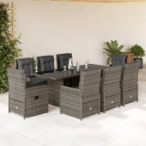 Set mobilier gradina cu perne, 9 piese, gri, poliratan GartenMobel Dekor, vidaXL