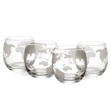 Set 4 Pahare design LUX Epique Glob, imprimeu gravat, gura finisata pentru o atingere delicata