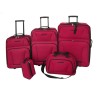 Set 5 Trolere VidaXL Roșu, Poliester+PVC, Troler S,M,L + Geantă Voiaj &amp; Cosmetice - Bagaje de Calatorie, Roti Stabile, M&acirc;ner Telescopic