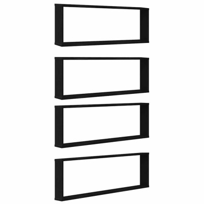 Rafturi cub de perete 4 buc Stejar negru Lemn prelucrat foto