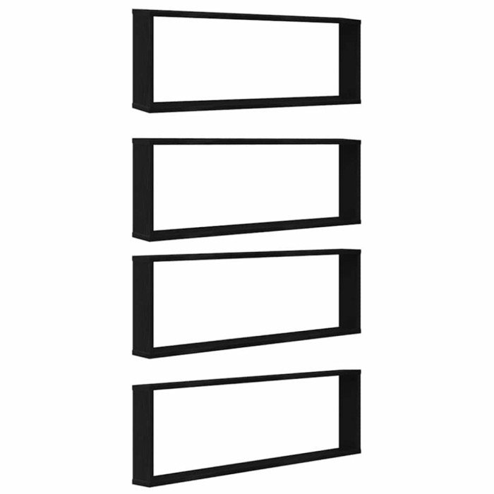 Rafturi cub de perete 4 buc Stejar negru Lemn prelucrat