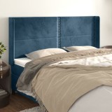 vidaXL Tăblie pat cu urechi albastru &icirc;nchis 163x16x118/128 cm catifea