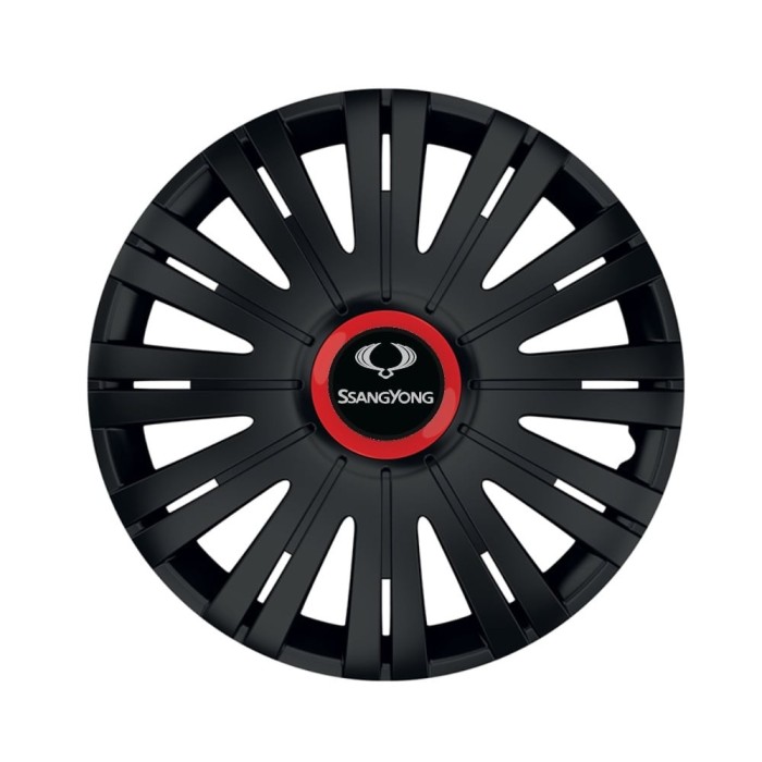 Set 4 capace roti Negre Cu Inel Rosu Active R16 pentru gama auto SsangYoung