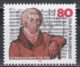 Germania 1986- 200 de ani de la nașterea lui Carl Maria von Weber,compozitor,MNH, Nestampilat