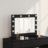vidaXL Oglindă de toaletă cu lumini LED Stejar negru 60x45x18 cm