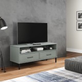 Gossi comoda tv cu picioare metalice &bdquo;oslo&rdquo;, gri, lemn masiv pin