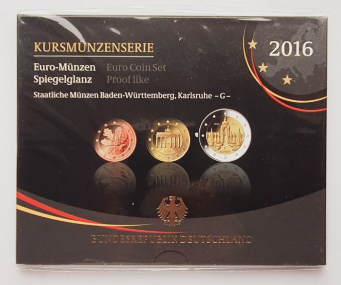 M01 Germania set monetarie 8 monede 2016 Karlsruhe (G) UNC