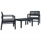 VidaXL Set mobilier de grădină, 3 piese, antracit, plastic 45621