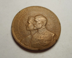 Medalie Regele Ferdinand Regina Maria Incoronarea de la Alba Iulia 1922 Frumoasa foto
