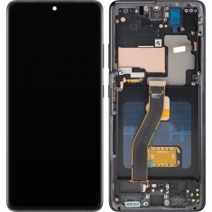 Display cu Touchscreen MP compatibil cu Samsung Galaxy S21 Ultra 5G G998, cu Rama, Versiune OLED, Negru foto