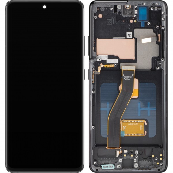 Display cu Touchscreen MP compatibil cu Samsung Galaxy S21 Ultra 5G G998, cu Rama, Versiune OLED, Negru