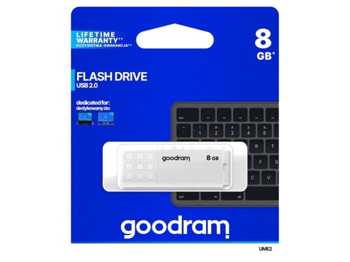 Pendrive USB 8GB USB 2.0 albă