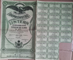 DATORIA PUBLICA A ROMANIEI IMPRUMUTUL INTERN DE CONSOLIDARE TITLU 5000 LEI 1935 foto