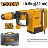 Cumpara ieftin Ciocan Demolator picamer 1500W, 25J, 1900bpm, SDS MAX Ingco PDB15006