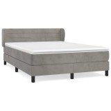 Cumpara ieftin Pat box spring cu saltea, gri deschis, 140x200 cm, catifea