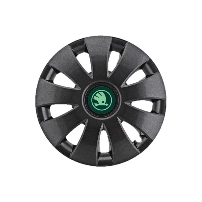 Set 4 Capace Roti potrivite jantelor de 15 inch, pentru Skoda Verde model Aura Black