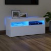 Gossi comoda tv cu lumini led, alb, 90x35x40 cm