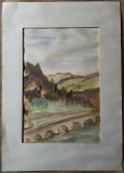 Lacul de acumulare Bicaz la Teiul Doamnei// acuarela Rodica Raileanu 1971, Portrete, Cerneala, Altul